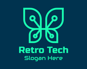 Green Tech Butterfly  logo design