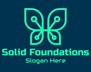 Video Game - Green Tech Butterfly logo design
