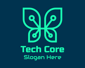 Green Tech Butterfly  logo design