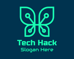 Green Tech Butterfly  logo design