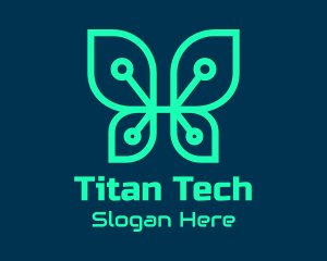 Green Tech Butterfly  logo design