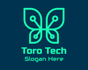 Green Tech Butterfly  logo design