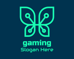 Network - Green Tech Butterfly logo design