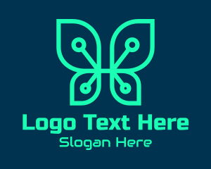 Green Tech Butterfly  Logo