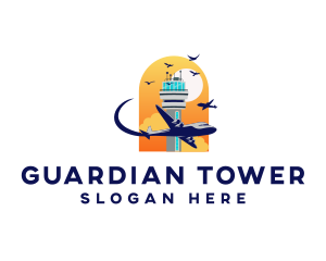 Airport Tower Airplane logo design