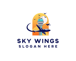 Airplane - Airport Tower Airplane logo design