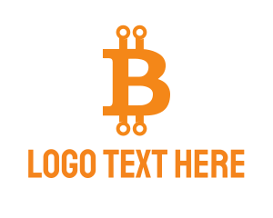 Blockchain - Orange Crypto Letter B logo design