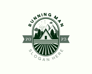 Camping - Mountain Forest Cabin logo design