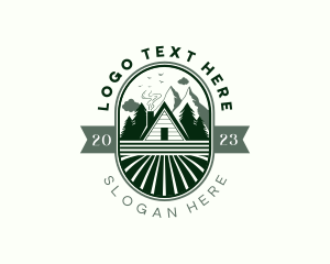 Eco - Mountain Forest Cabin logo design