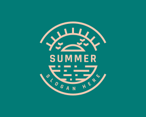 Sunset Beach Badge logo design