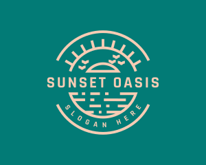 Sunset Beach Badge logo design