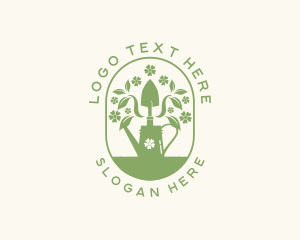 Plant Care - Gardening Hand Shovel Pot logo design