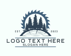 Wheel Saw - Forest Woodcutter Carpentry logo design