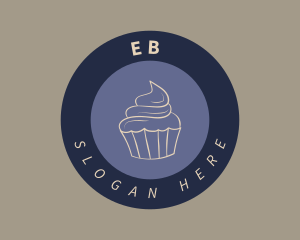 Food - Circle Blue Cupcake logo design