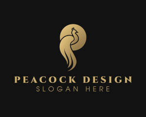 Peacock - Premium Golden Peacock logo design