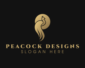 Premium Golden Peacock logo design