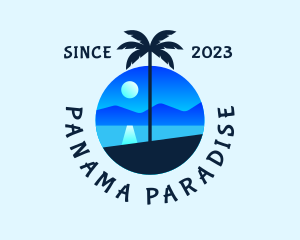 Blue Palm Tree Beach logo design