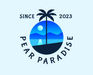 Blue Palm Tree Beach logo design