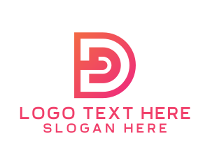 Pink Modern D Outline Logo