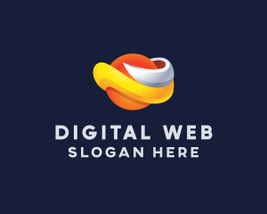Web - 3D Orange Planet logo design