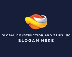 3D Orange Planet logo design