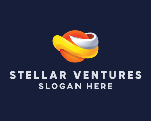 3D Orange Planet logo design