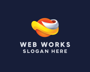 Web - 3D Orange Planet logo design