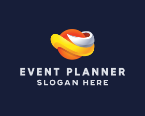 Global - 3D Orange Planet logo design