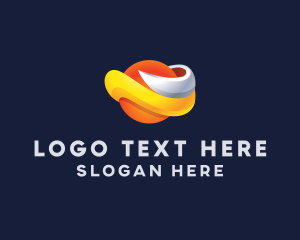 Web - 3D Orange Planet logo design