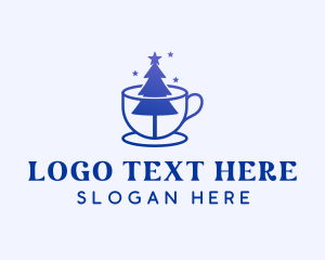 Caffeine - Christmas Tree Cup Cafe logo design