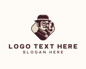Hat - Hipster Gentleman Smoking logo design