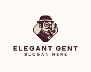 Hipster Gentleman Clothing Smoking logo design