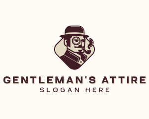 Hipster Gentleman Clothing Smoking logo design