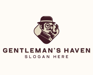 Hipster Gentleman Clothing Smoking logo design