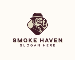 Hipster Gentleman Clothing Smoking logo design