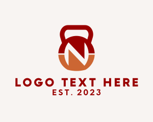 Hypertrophy - Kettlebell Weights Letter N logo design