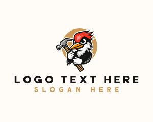 Tool - Carpentry Woodpecker Bird logo design