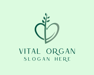 Organic Heart Leaf logo design