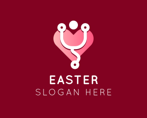 Healthcare - Pink Heart Stethoscope logo design