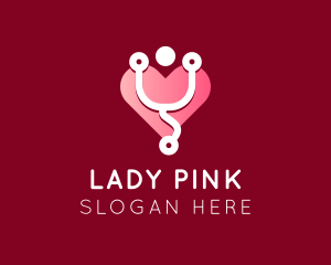 Pink Heart Stethoscope logo design