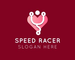 Modern - Pink Heart Stethoscope logo design