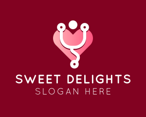 Pink Heart Stethoscope logo design