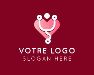 Care - Pink Heart Stethoscope logo design