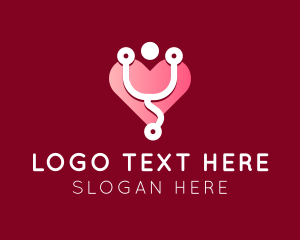 Caregiver - Pink Heart Stethoscope logo design