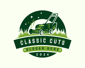 Lawn Mower Grass Cutting logo design