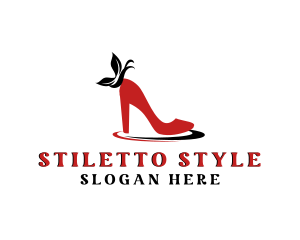 Butterfly Stilettos Shoes logo design