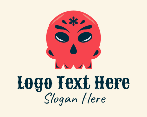 Taqueria - Red Mexican Skull logo design
