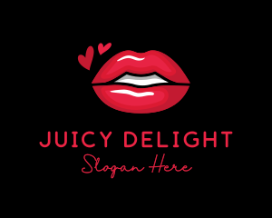 Juicy - Red Sexy Lips Cosmetics logo design