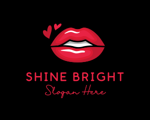 Glossy - Red Sexy Lips Cosmetics logo design