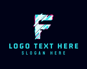 Twitch - Futuristic Glitch Letter F logo design